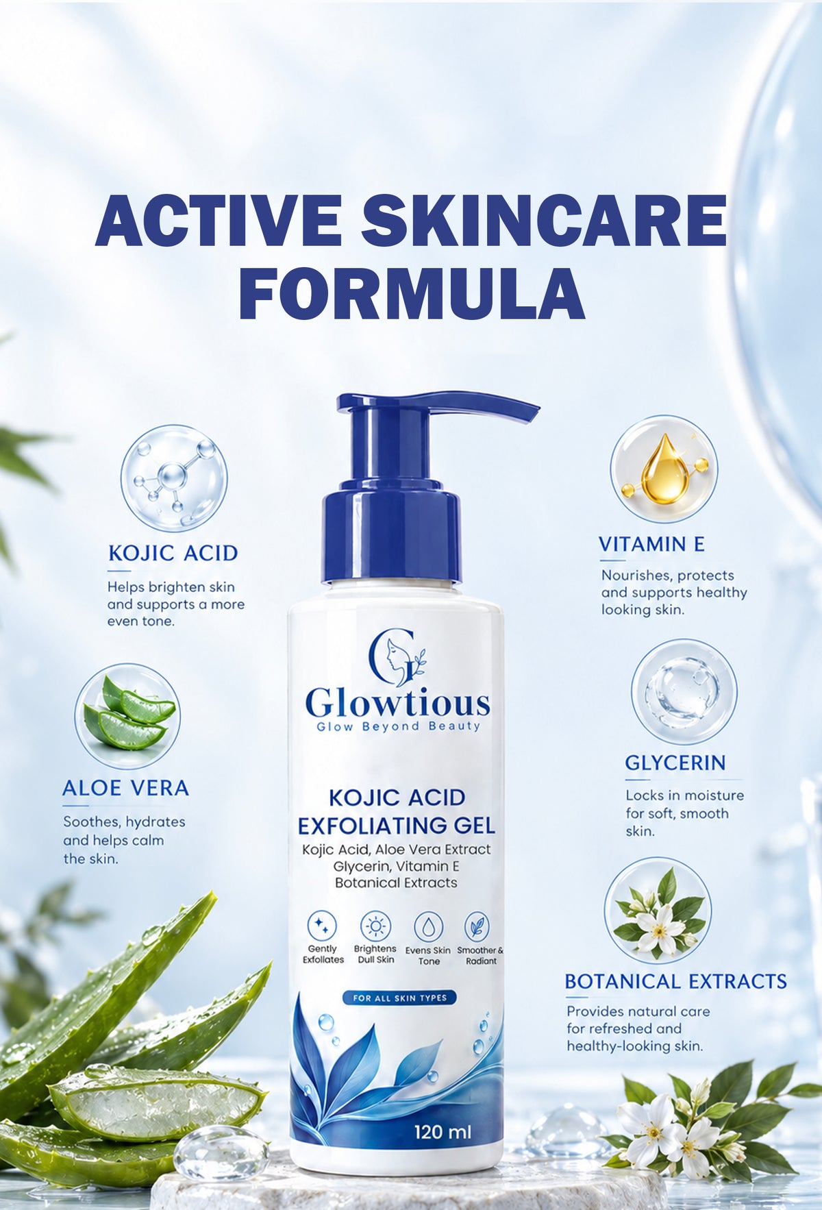 Kojic Acid Exfoliating Gel – Gentle Dead Skin Removal & Brightening