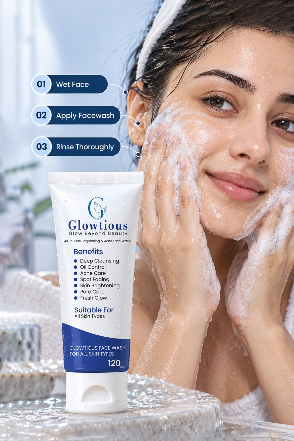 Glowtious All-in-One Brightening & Acne Face Wash | Oil & Pore Care