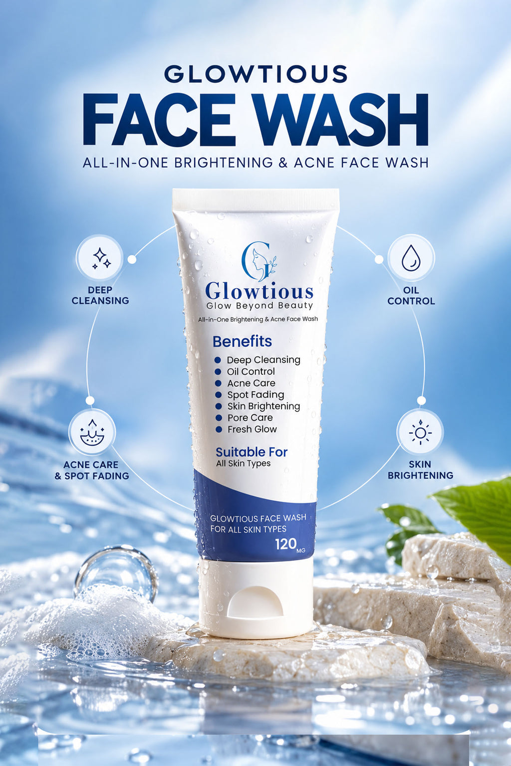 Glowtious All-in-One Brightening & Acne Face Wash | Oil & Pore Care